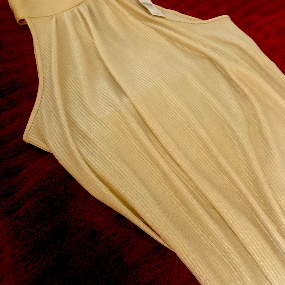 Gold metallic shoulder off blouse